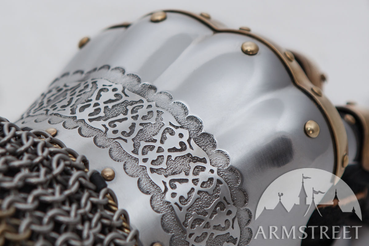 Etched stainless steel | Eastern style finger gauntlets