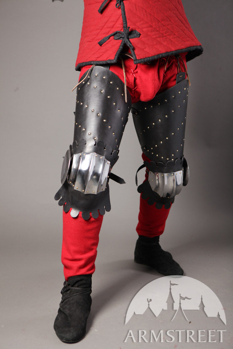 Medieval armor splinted legs with fluted cops for SCA and Reenactment