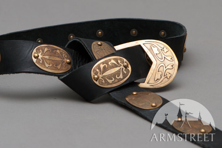 Medieval Armor Belt With Etched Brass Accents for sale  display picture 2