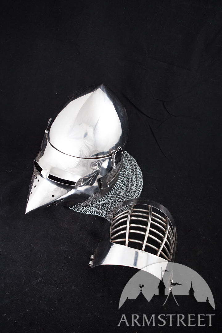 Superior Bar Grill Bascinet Helm For SCA Heavy Combat – Knight Helmet With Chinstrap