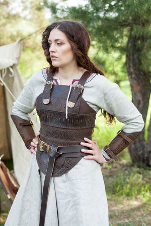 Women's Leather Corset Armor "Shieldmaiden". Available in: brown leather, black leather :: by medieval store ArmStreet
