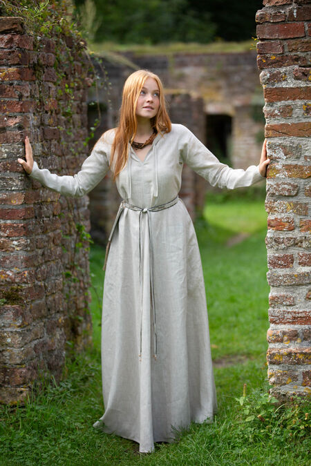 KUOIN Medieval Womens linen underwear Slit Neckline Renaissance