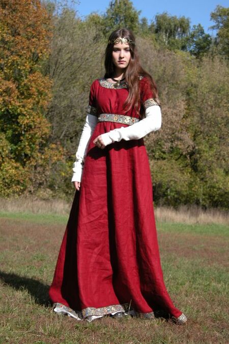 Medieval Franks dress and underdress set - natural flax linen