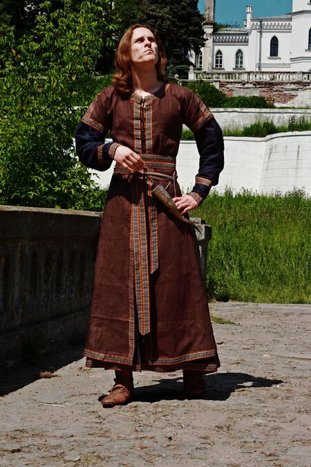 Medieval Long Tunic and Overcoat Set for sale. Available in: dark