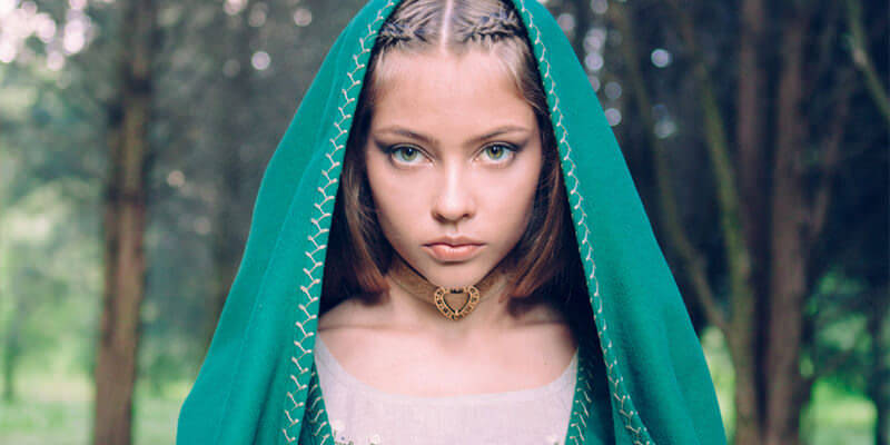 “Fairy Tale” dress, cloak and jewelry