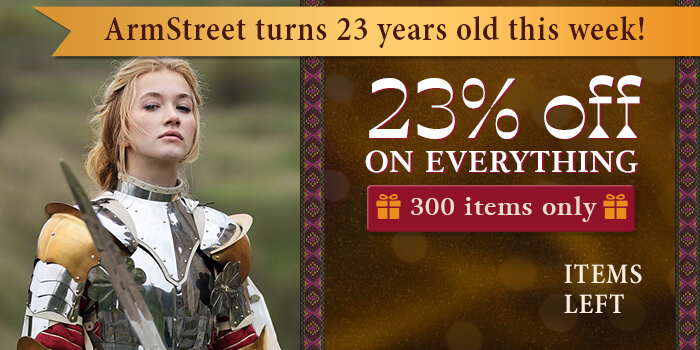 ArmStreet turns 23 years old this week! 23% off on everything 300 items only