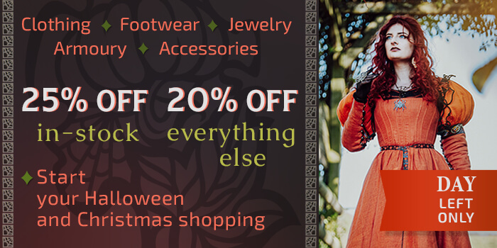 Start your Halloween and Christmas shopping. 7 days only. 25% off in stock 20% off everything else