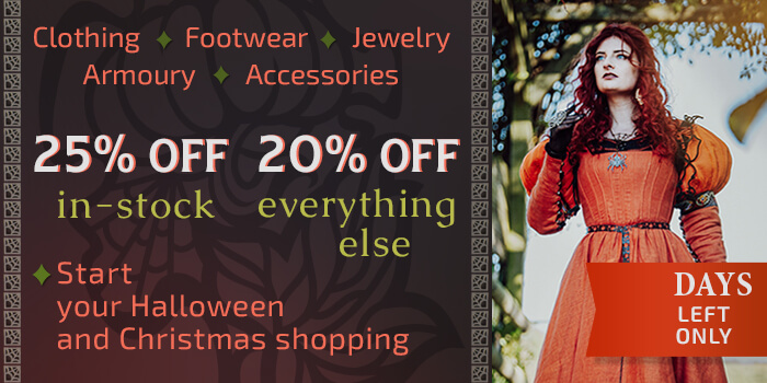 Start your Halloween and Christmas shopping. 7 days only. 25% off in stock 20% off everything else