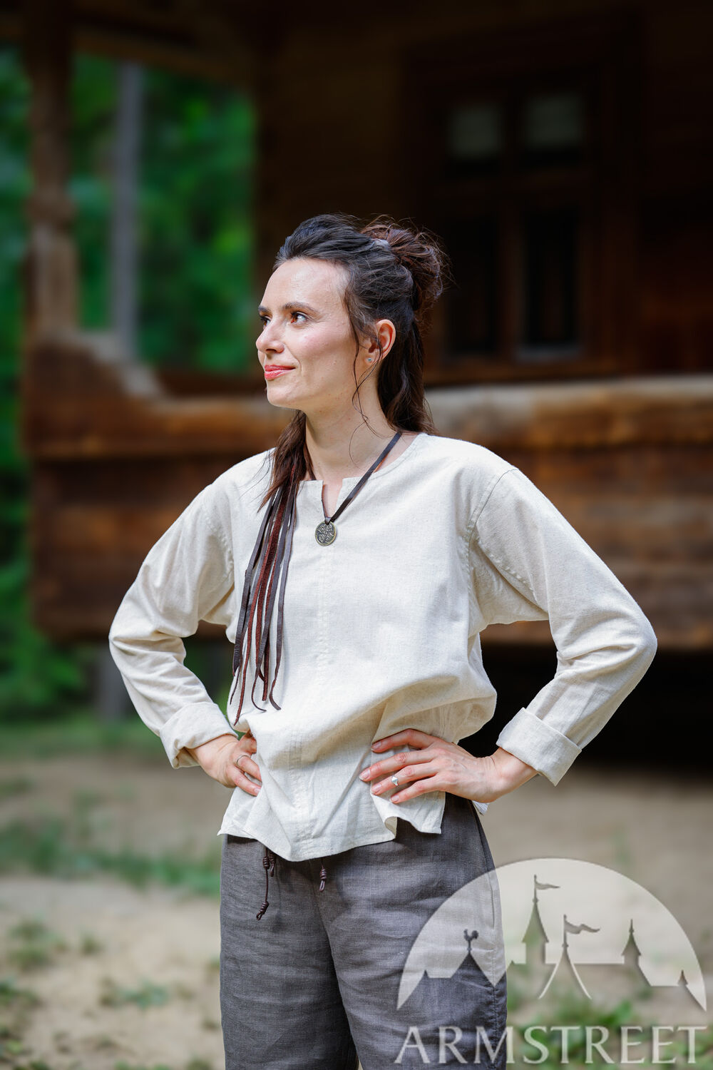 Short medieval underwear fine linen unisex tunic "Huntress"