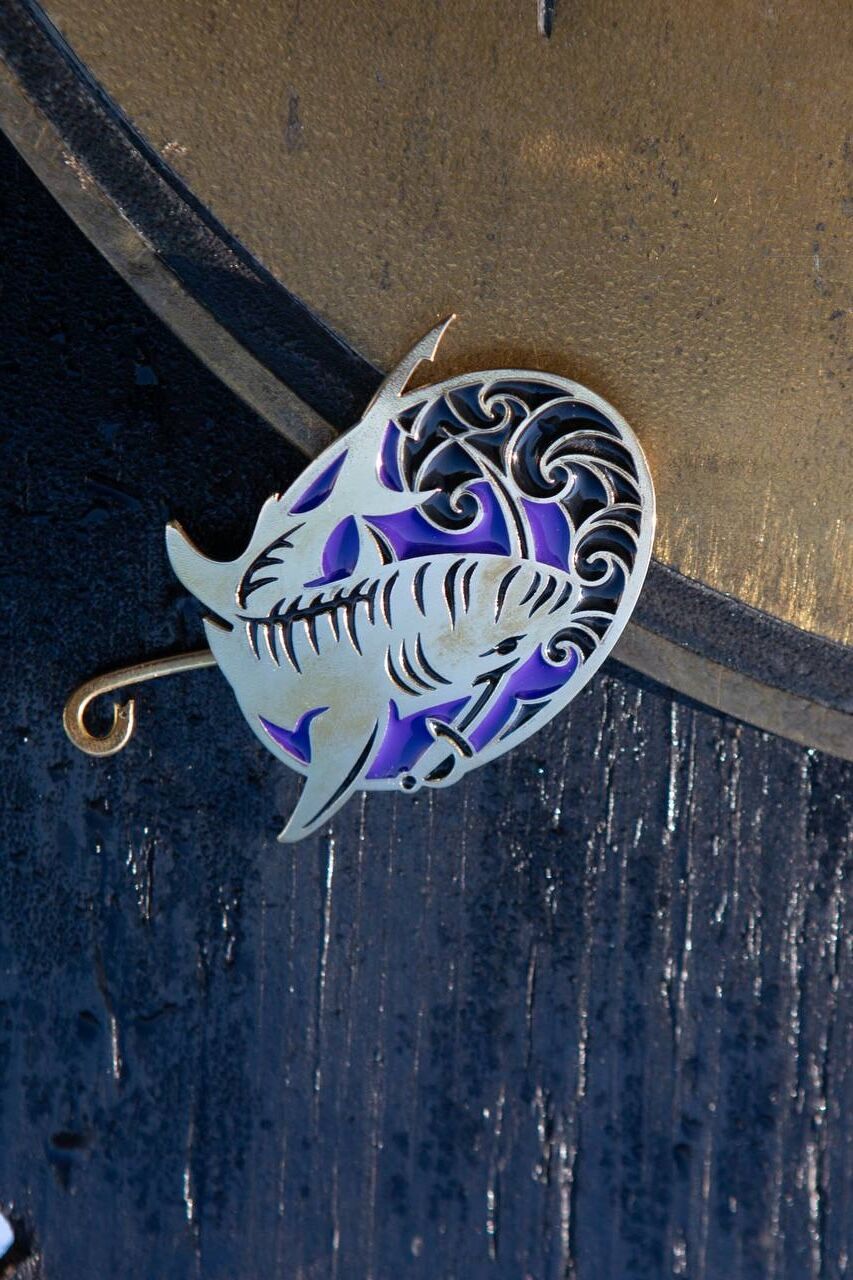 Customized Tigershark camp pin, Pennsic War