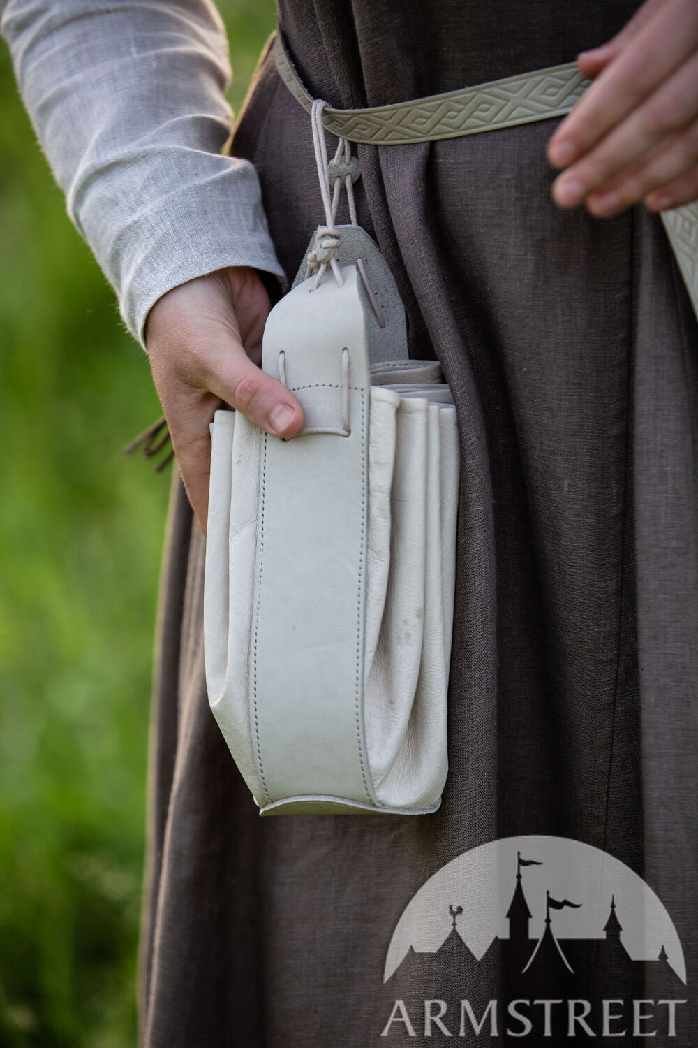 Round soft leather bag “Fireside Family”