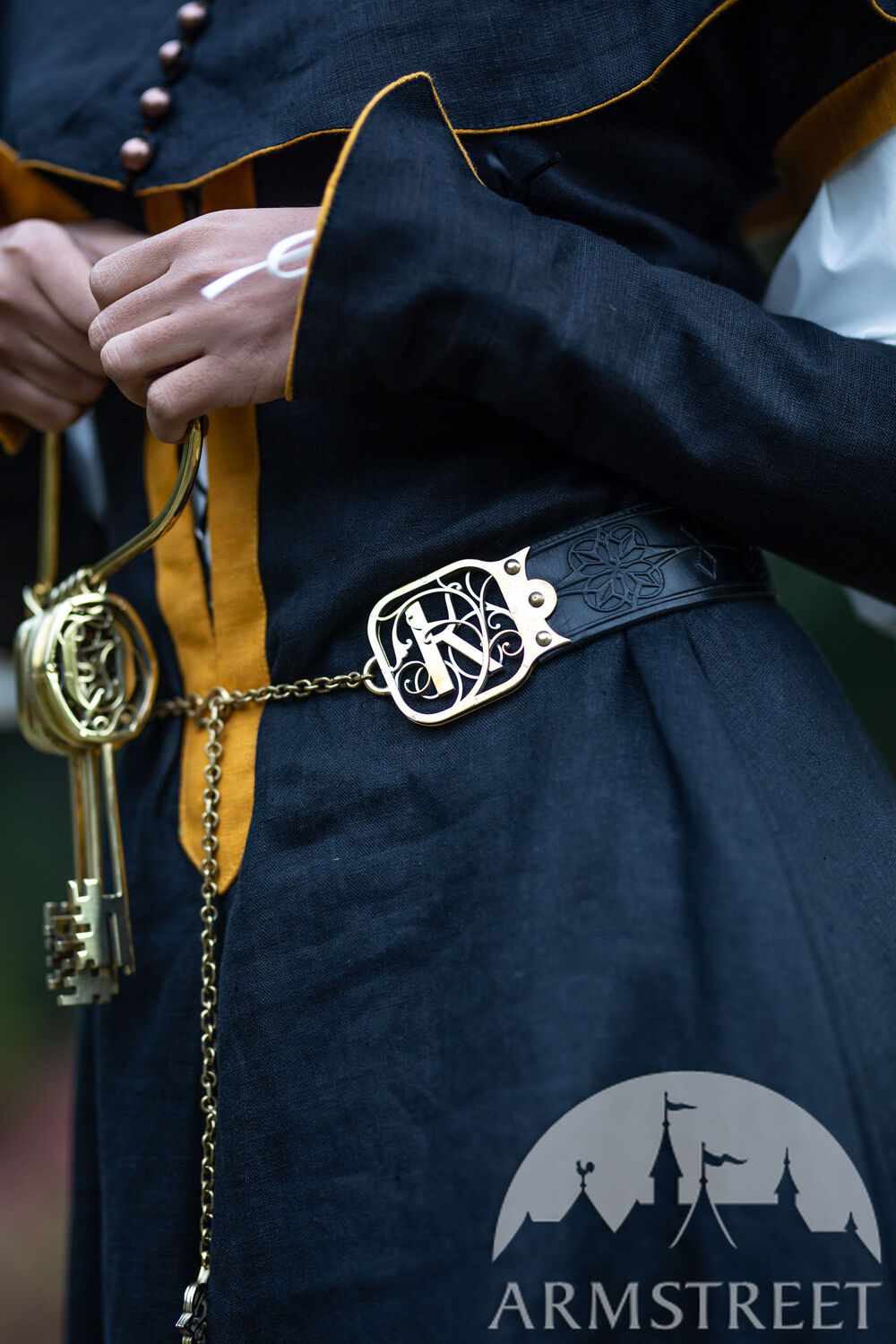 Leather belt with “Keys and Symbols” letters