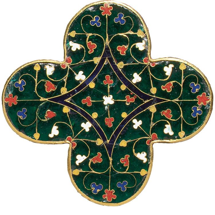 Quatrilobed Plaque, made around 1280–1300 in France, Paris. Gold, cloisonné, and translucent enamel