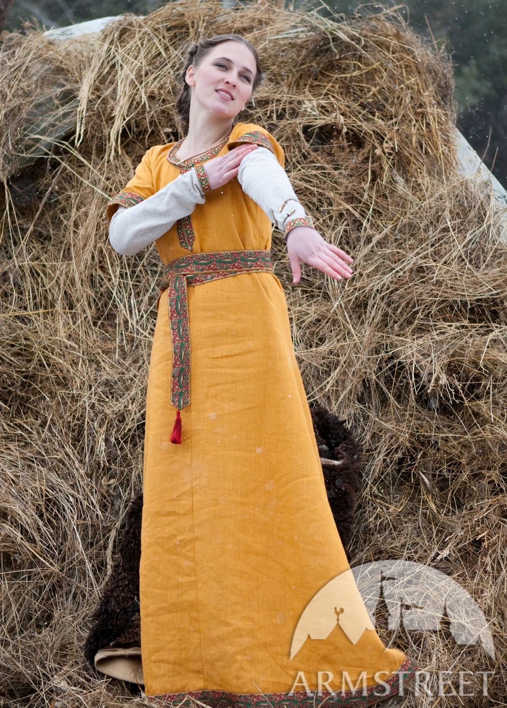  PRINCESS OF  DENMARK MEDIEVAL FLAX LINEN DRESS AND UNDERDRESS