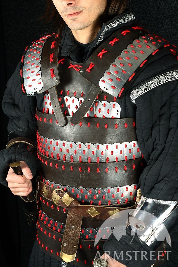 Medieval lamellar leather and steel armor