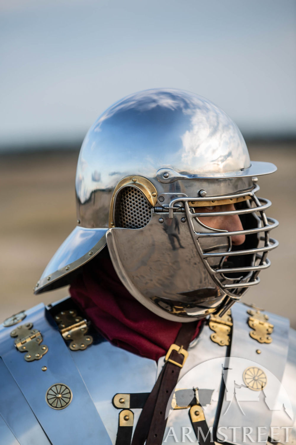 Stainless steel coolus Roman helmet for SCA “Cassius”