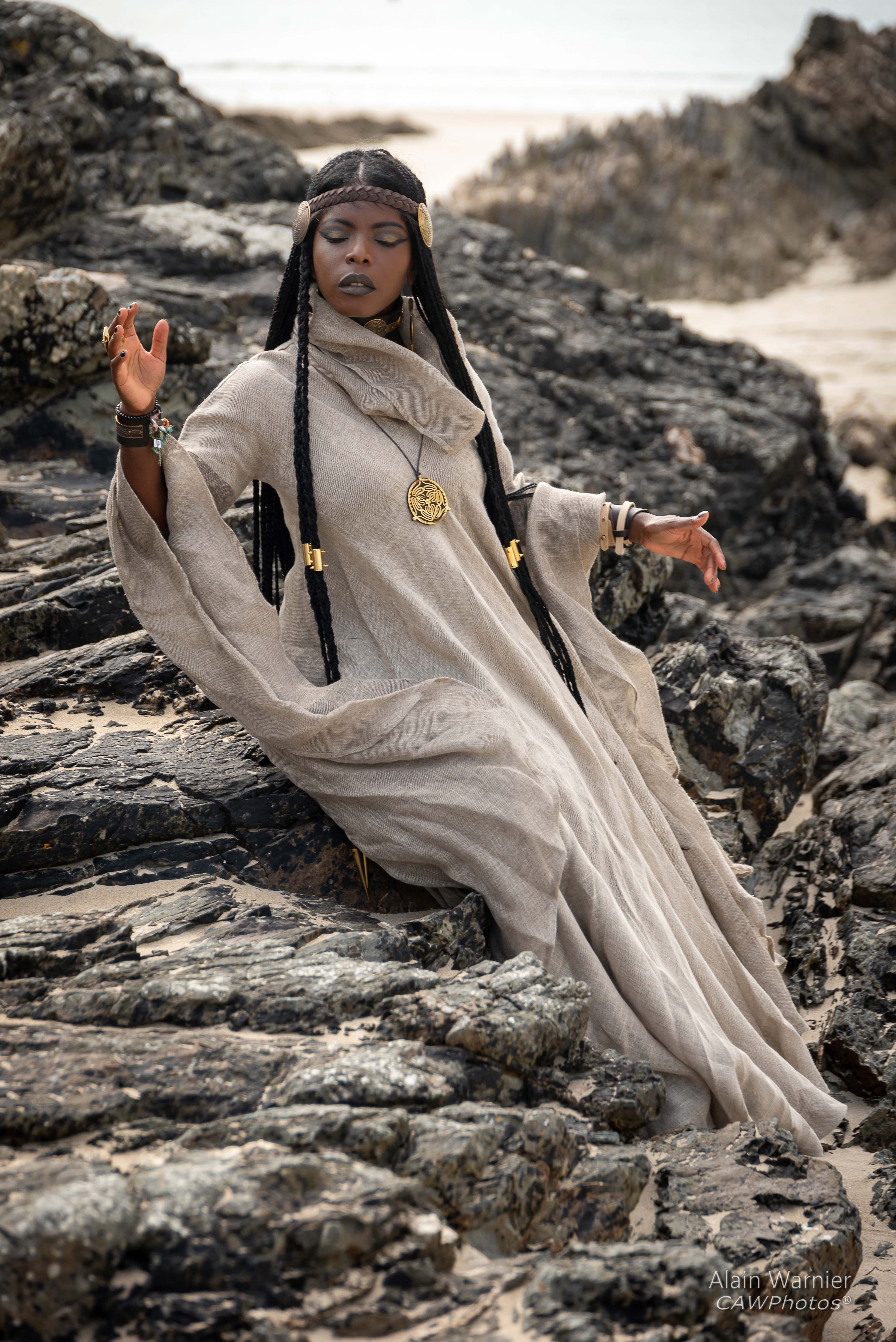 Theresa Fractale wearing Wanderer dress by ArmStreet