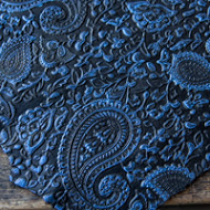 Blue on Black embossed leather 